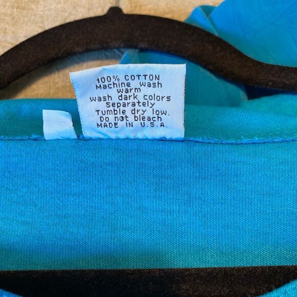 Johnny Was Vintage 90s Maxi T-Shirt Dress Teal Blue Embroidered Women & Children - Picture 13 of 14